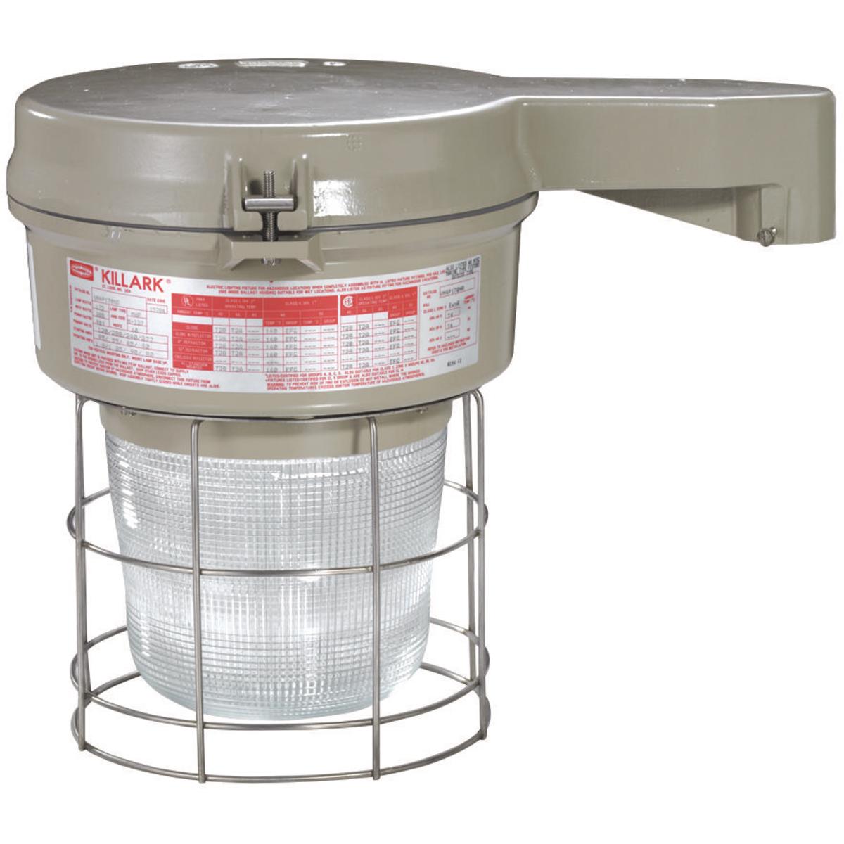 Hubbell VM4H100S5R5G VM4 Series - 100W Metal Halide Quadri-Volt - 1-1/2" Stanchion Mount - Type V Glass Refractor and Guard  ; Ballast tank and splice box – corrosion resistant copper-free aluminum alloy with baked powder epoxy/polyester finish, electrostatically applied for 