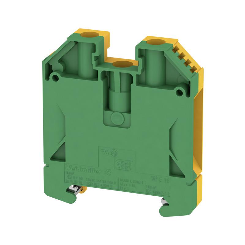 Weidmuller 1010400000 PE terminal, Screw connection, 16 mm², 1920 A (16 mm²), Green/yellow, WPE 16