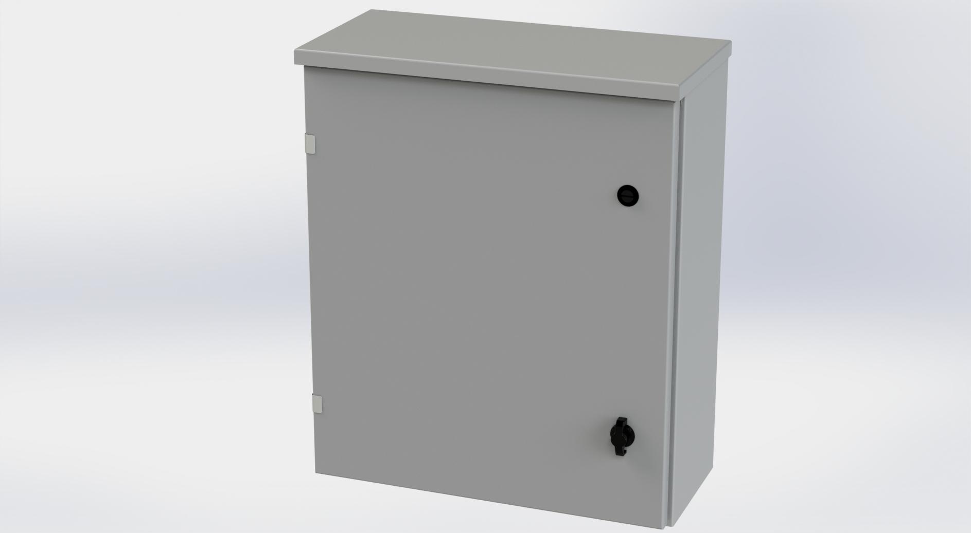 Saginaw Control SCE-24R2008LP Type-3R Hinged Cover Enclosure, Height:24.00", Width:20.00", Depth:8.00", ANSI-61 gray powder coating inside and out. Optional sub-panels are powder coated white.