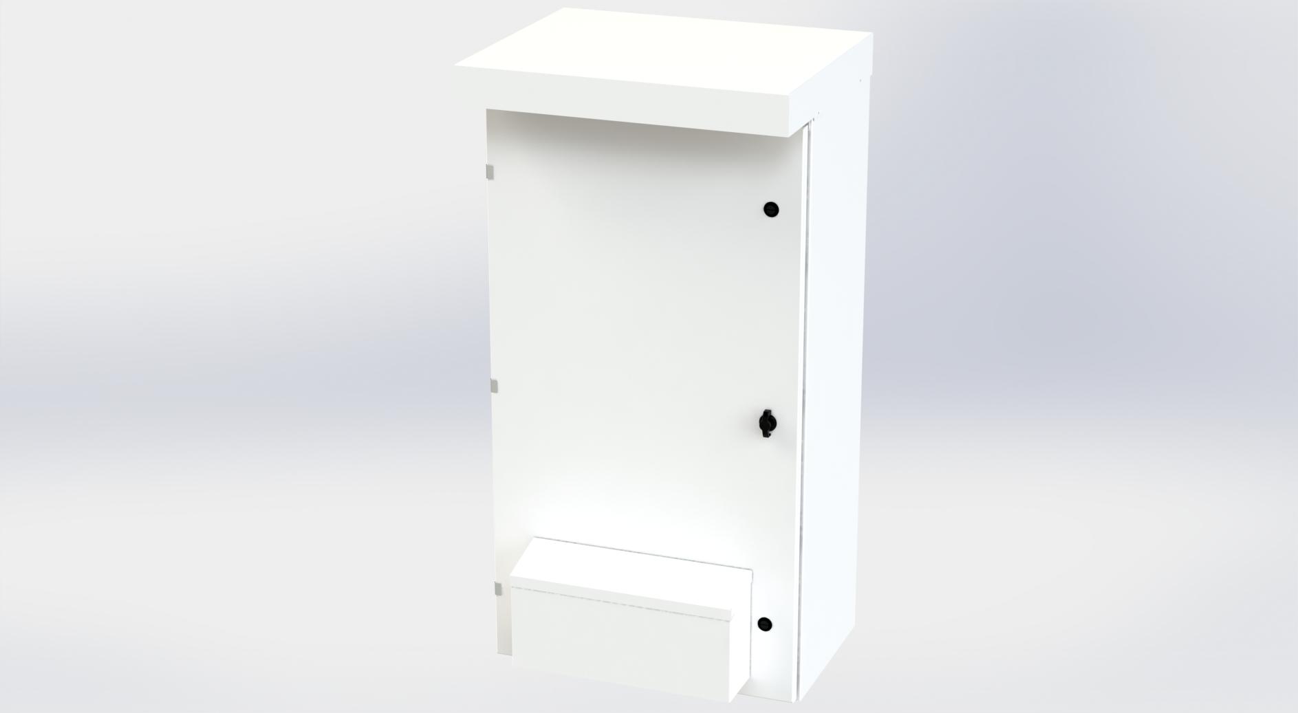 Saginaw Control SCE-47VR2414 Enclosure, Vented Type 3R, Height:47.00", Width:24.00", Depth:14.00", White powder coating inside and out. Optional sub-panels are powder coated white.