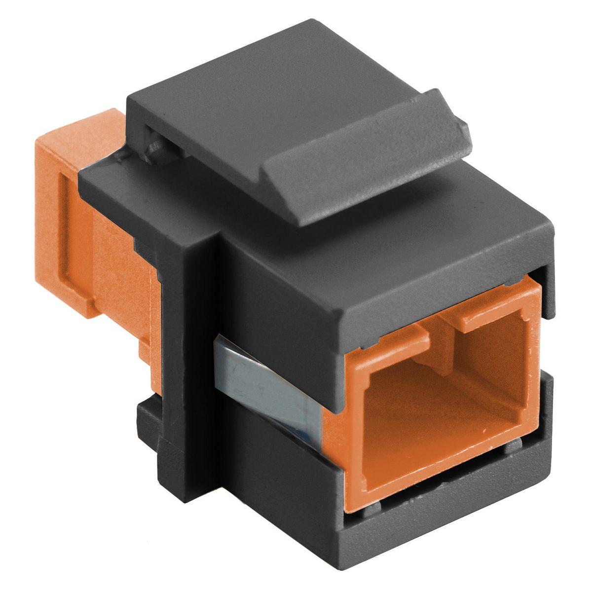 Hubbell SFFSCSORBK Fiber Optic Connectors, Snap-Fit,Flush, SC Simplex, Zircon Sleeves, Orange, Black Housing  ; Snap Fit ; Black Housing ; Flush ; SC Simplex ; Orange Adapter ; Standard Product