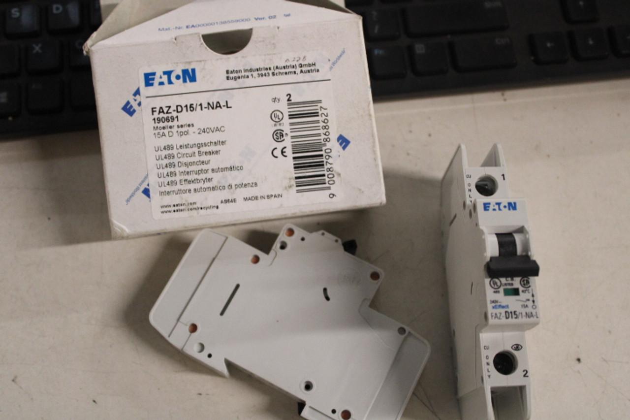Eaton FAZ-D15/1-NA-L Miniature circuir breaker, 1 pole, 15 A, D trip curve, 240 VAC, screw terminals, UL489