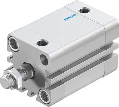 Festo 572659 compact cylinder ADN-32-30-A-PPS-A with self-adjusting pneumatic end position cushioning Stroke: 30 mm, Piston diameter: 32 mm, Piston rod thread: M10x1,25, Cushioning: PPS: Self-adjusting pneumatic end-position cushioning, Assembly position: Any