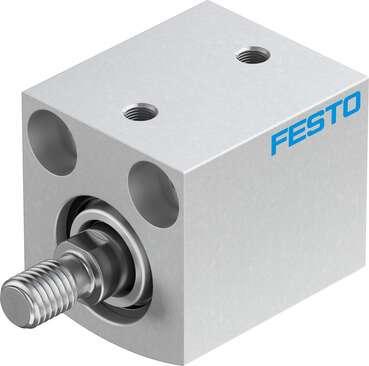 Festo 188157 short-stroke cylinder ADVC-20-15-A-P No facility for sensing, piston-rod end with male thread. Stroke: 15 mm, Piston diameter: 20 mm, Cushioning: P: Flexible cushioning rings/plates at both ends, Assembly position: Any, Mode of operation: double-acting