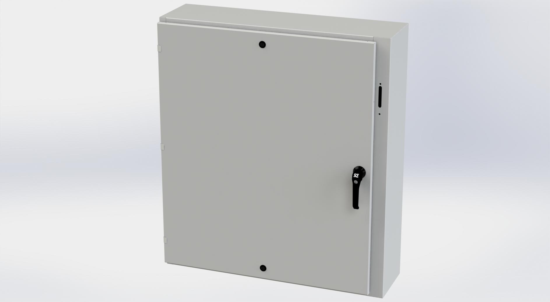 Saginaw Control SCE-42XEL3710LPLG XEL LP Enclosure, Height:42.00", Width:37.38", Depth:10.00", RAL 7035 gray powder coating inside and out. Optional sub-panels are powder coated white.