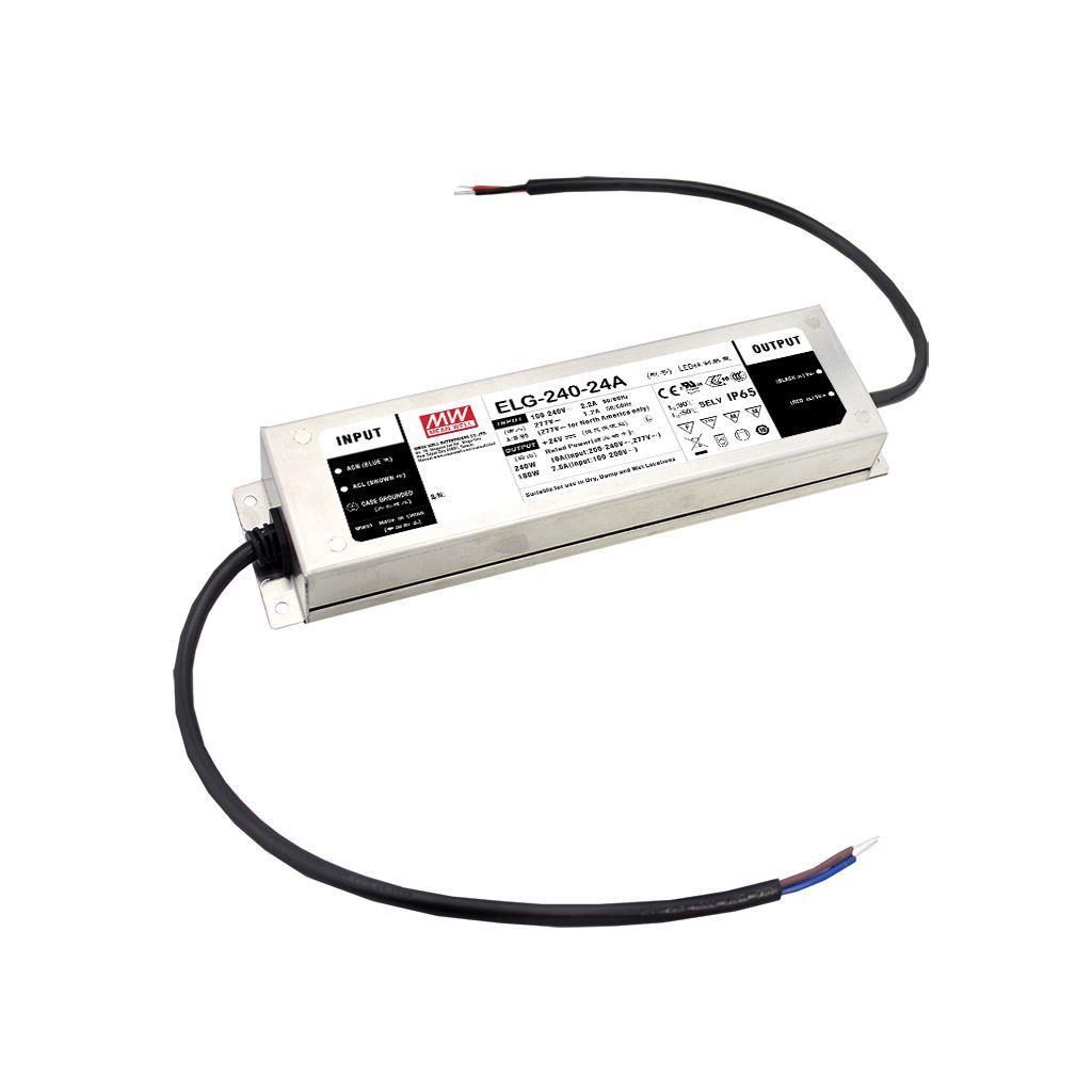 MEAN WELL ELG-240-C1050D2-3Y AC-DC Single output LED Driver (CC) with PFC; 3 wire input; Output 228VDC at 1.05A; Smart timer dimming and programmable function; IP67; Cable output