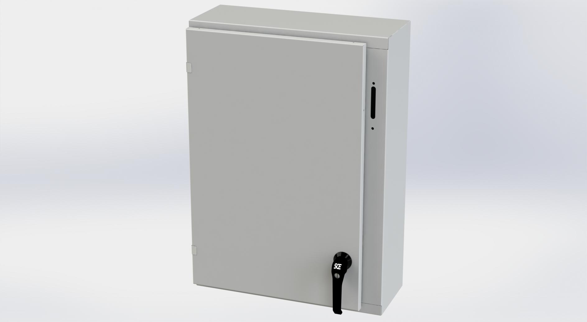 Saginaw Control SCE-30XEL2108LPLG XEL LP Enclosure, Height:30.00", Width:21.38", Depth:8.00", RAL 7035 gray powder coating inside and out. Optional sub-panels are powder coated white.