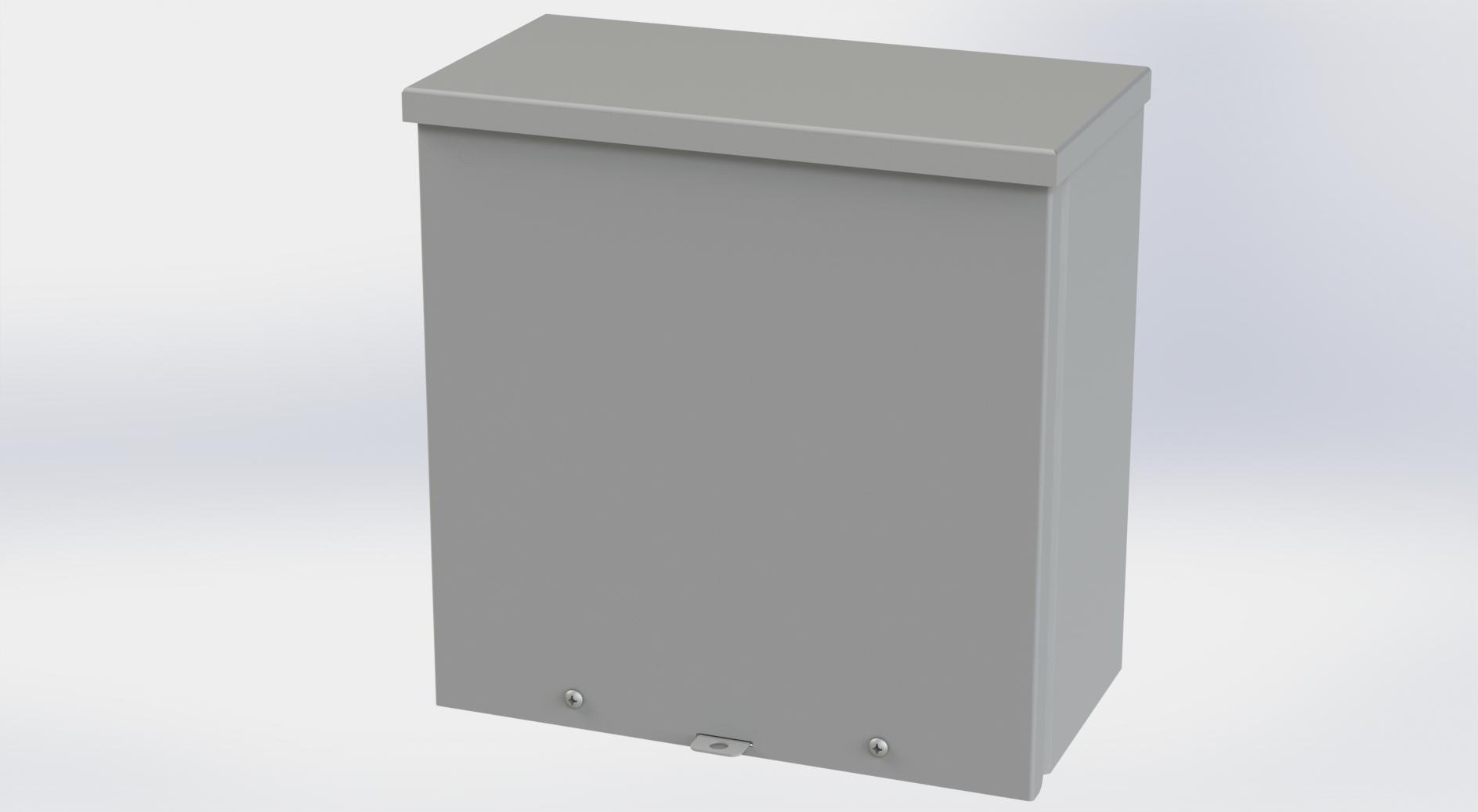 Saginaw Control SCE-12R126 Type-3R Screw Cover Enclosure, Height:12.00", Width:12.00", Depth:6.00", ANSI-61 gray powder coating inside and out.