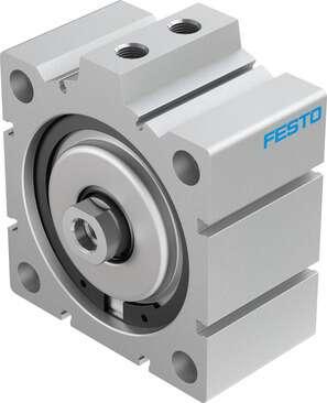 Festo 188337 short-stroke cylinder ADVC-100-15-I-P No facility for sensing, piston-rod end with female thread. Stroke: 15 mm, Piston diameter: 100 mm, Based on the standard: (* ISO 6431, * Hole pattern, * VDMA 24562), Cushioning: P: Flexible cushioning rings/plates at