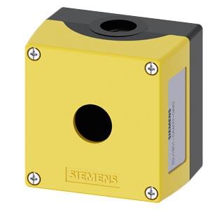Siemens 3SU1801-0AA00-0AA2 Enclosure for command devices, 22 mm, round, Enclosure material plastic, Enclosure top part yellow, 1 control point plastic, Control point in center, without equipment