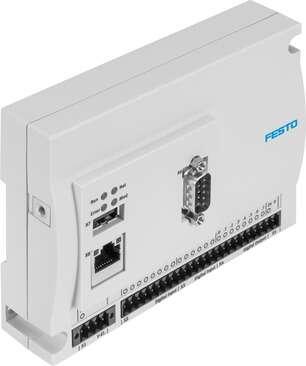 Festo 8072995 controller CECC-D-BA Corrosion resistance classification CRC: 0 - No corrosion stress, Authorisation: (* RCM Mark, * c UL us - Listed (OL)), Materials note: Conforms to RoHS, Nominal operating voltage DC: 24 V, Operating voltage: 19,2 - 30 V DC