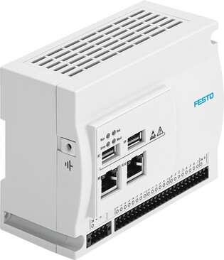 Festo 8067301 controller SBRD-Q Dimensions W x L x H: 130 mm x 106 mm x 60 mm, Mounting type: (* With through-hole for M4 screw, * with top-hat rail), Product weight: 315 g, KC mark: KC-EMV, CE mark (see declaration of conformity): to EU directive for EMC