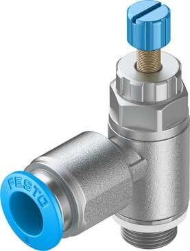 Festo 534337 one-way flow control valve GRLA-1/8-QS-8-RS-D With knurled screw and lock nut Valve function: One-way flow control function, Pneumatic connection, port  1: QS-8, Pneumatic connection, port  2: G1/8, Adjusting element: Knurled screw, Mounting type: (* Thre