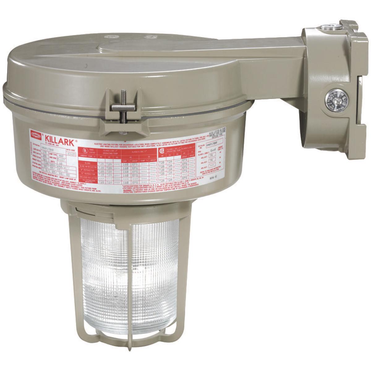 Hubbell VM3P155B2R5G VM3 Series - 150W Metal Halide 480V - 3/4" Wall Mount - Type V Glass Refractor and Guard  ; Ballast tank and splice box – corrosion resistant copper-free aluminum alloy with baked powder epoxy/polyester finish, electrostatically applied for complete, unif
