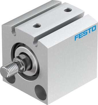 Festo 188183 short-stroke cylinder ADVC-25-10-A-P-A For proximity sensing, piston-rod end with male thread. Stroke: 10 mm, Piston diameter: 25 mm, Cushioning: P: Flexible cushioning rings/plates at both ends, Assembly position: Any, Mode of operation: double-acting