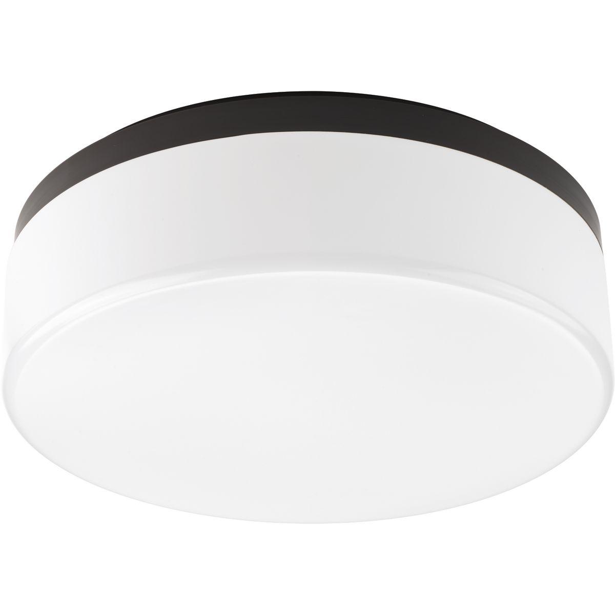 Hubbell P350077-020-30 14" LED flush mount with etched white opal acrylic diffuser with a clean modern look. 3000K color temperature and 90+ CRI. Acrylic bowl is attached with a twist and lock action for ease of installation. This fixture can be mounted on ceiling or wall. ENER