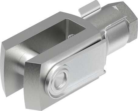 Festo 6146 rod clevis SG-M16X1,5 With hexagonal nut, for swivelling cylinder mounting (piston rod side) as per DIN ISO 8140. Size: M16x1,5, Conforms to standard: (* DIN 71752, * ISO 8140), Threaded connection: Female thread M16x1.5, Corrosion resistance classificati