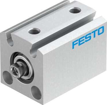 Festo 188088 short-stroke cylinder ADVC-12-5-I-P-A For proximity sensing, piston-rod end with female thread. Stroke: 5 mm, Piston diameter: 12 mm, Cushioning: P: Flexible cushioning rings/plates at both ends, Assembly position: Any, Mode of operation: double-acting