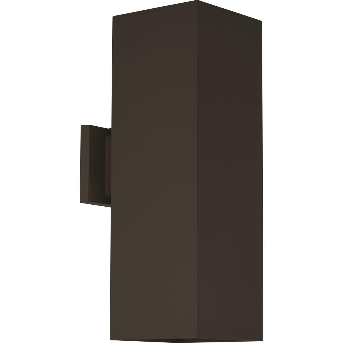 Hubbell P5644-20-30K 6" LED Square Cylinder with heavy-duty aluminum construction, die-cast aluminum wall bracket. UL listed for wet locations. Powder coat for chipping and fading resistance. Antique Bronze finish. Wet location listed when used with P860047 top cover lens (so