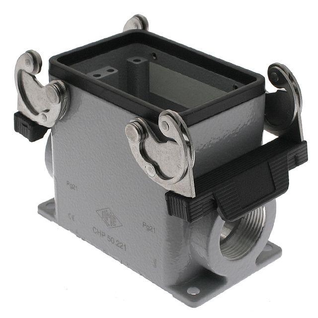 Mencom CHP-50.221 Standard, Rectangular Base, Double Latch, Surface mount, size 66.40, 2 Side PG21 cable entries