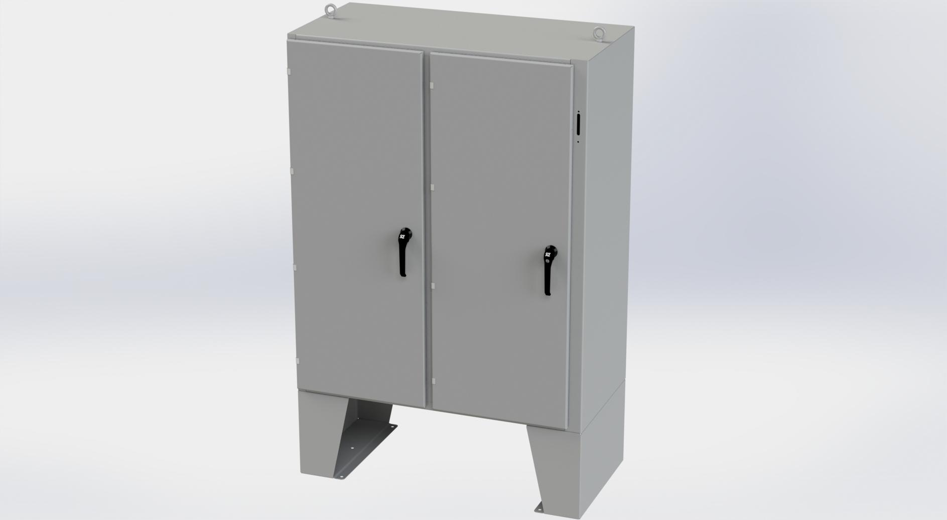 Saginaw Control SCE-60XEL4924LP 2DR XEL Enclosure, Height:60.00", Width:49.00", Depth:24.00", ANSI-61 gray powder coating inside and out. Optional sub-panels are powder coated white.