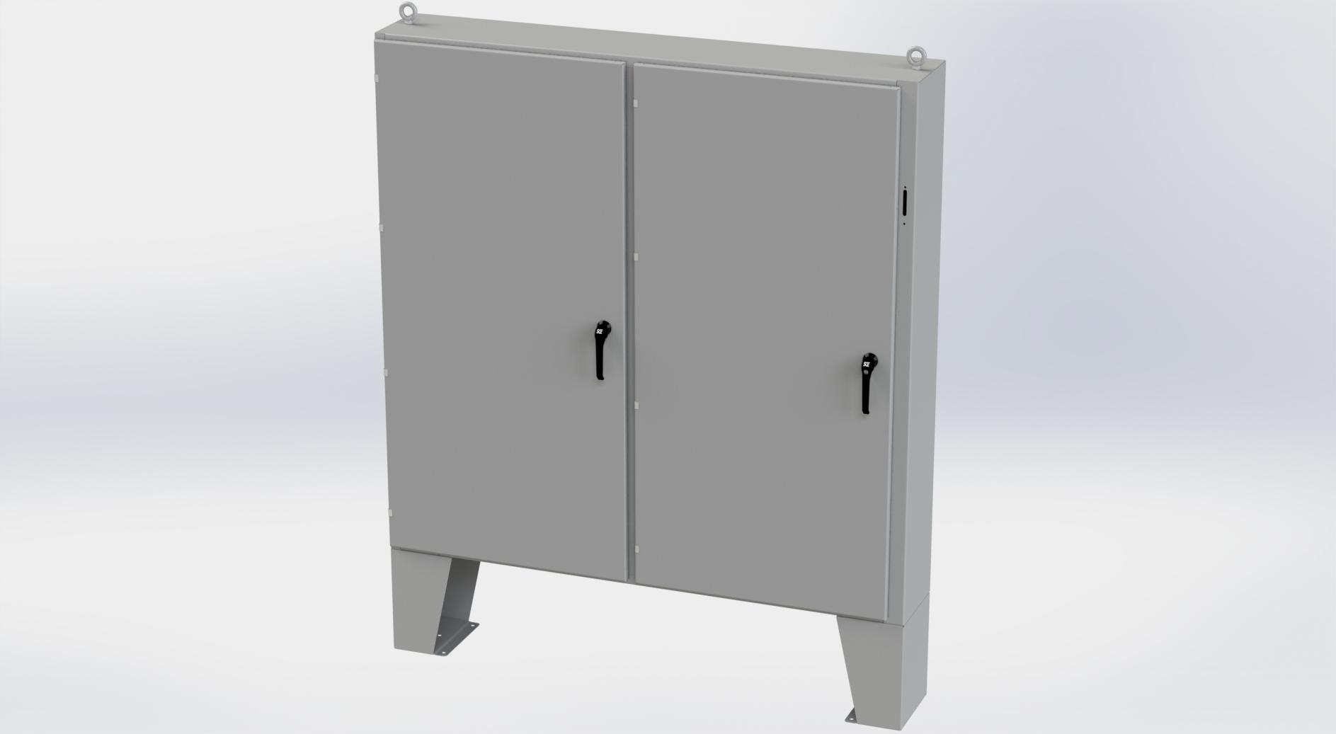 Saginaw Control SCE-72X7312LP 2DR X LP Enclosure, Height:72.00", Width:73.00", Depth:12.00", ANSI-61 gray powder coating inside and out. Optional sub-panels are powder coated white.