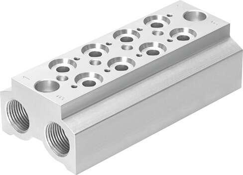 Festo 550552 manifold block CPE10-3/2-PRS-1/4-4 For CPE valves. Grid dimension: 16 mm, Assembly position: Any, Max. number of valve positions: 4, Max. no. of pressure zones: 2, Operating pressure: -0,9 - 10 bar