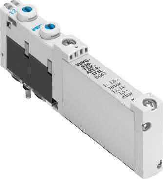 Festo 573410 solenoid valve VUVG-B10-T32C-AZT-F-1T1L Valve function: 2x3/2 closed, monostable, Type of actuation: electrical, Valve size: 10 mm, Standard nominal flow rate: 150 l/min, Operating pressure: 1,5 - 10 bar