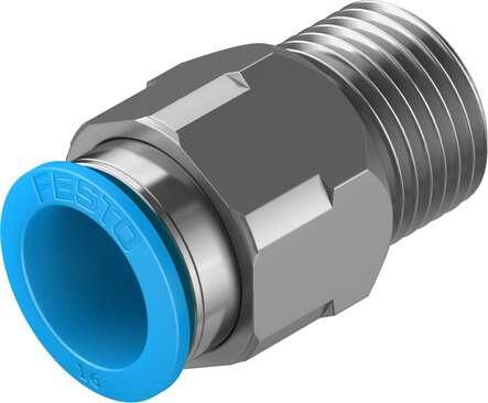 Festo 153011 push-in fitting QS-1/2-16 male thread with external hexagon. Size: Standard, Nominal size: 13 mm, Type of seal on screw-in stud: coating, Assembly position: Any, Container size: 1