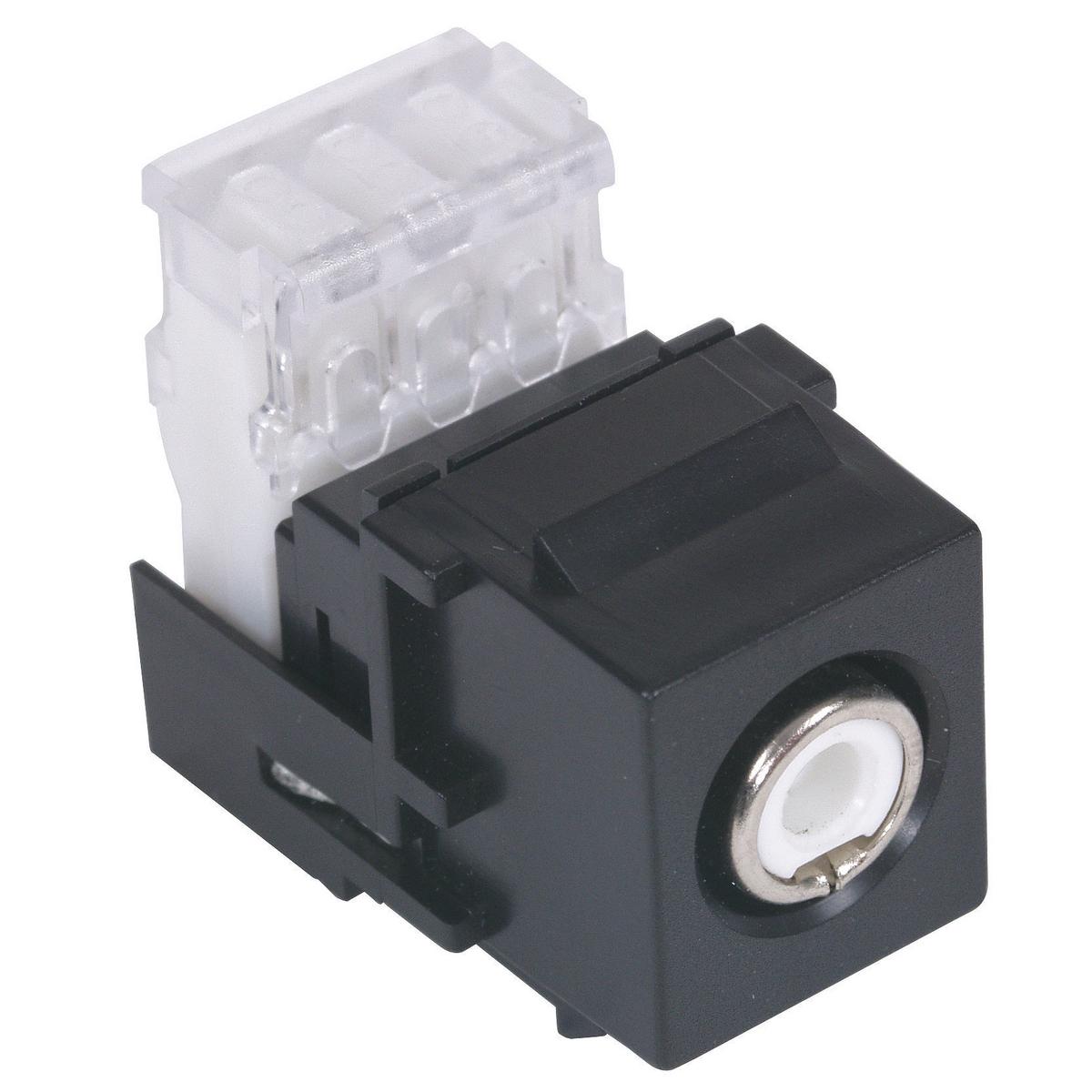 Hubbell SFRC110W Snap-Fit, RCA Connector, 110 Block, White Insulator, Black  ; Standard Product