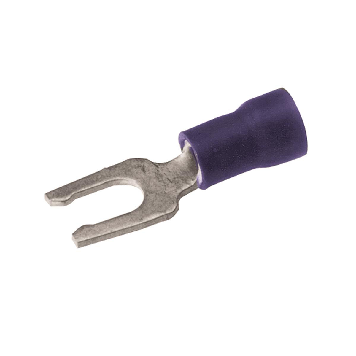 Hubbell BA14EL8 Vinyl Locking Fork Terminal For 16 - 14 AWG.  ; Features: Locking Fork Tongue Design: Allows Fast Installation-Screw Only Has To Be Loosened For Termination, Internal Configuration Of The Fork: Prevents The Terminal From Coming Off The Screw Without Apply