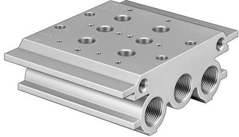 Festo 15861 manifold block PRS-1/4-2-B Max. number of valve positions: 2, Product weight: 1050 g, Mounting type: with through hole, Pilot exhaust port 82: G1/8, Pilot exhaust port 84: G1/8
