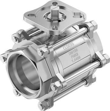 Festo 8089048 ball valve VZBE-4-WA-63-T-2-F1012-V15V15 Design structure: 2-way ball valve, Type of actuation: mechanical, Sealing principle: soft, Assembly position: Any, Mounting type: Line installation