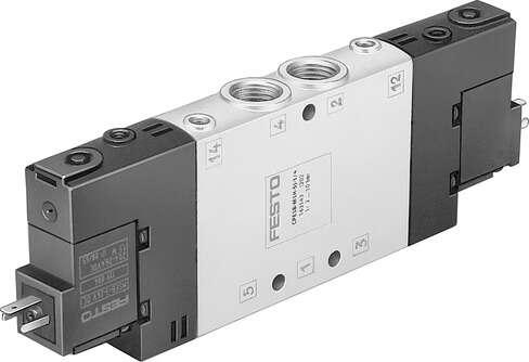 Festo 163147 solenoid valve CPE18-M1H-5JS-1/4 High component density Valve function: 5/2 bistable, Type of actuation: electrical, Width: 18 mm, Standard nominal flow rate: 1500 l/min, Operating pressure: -0,9 - 10 bar