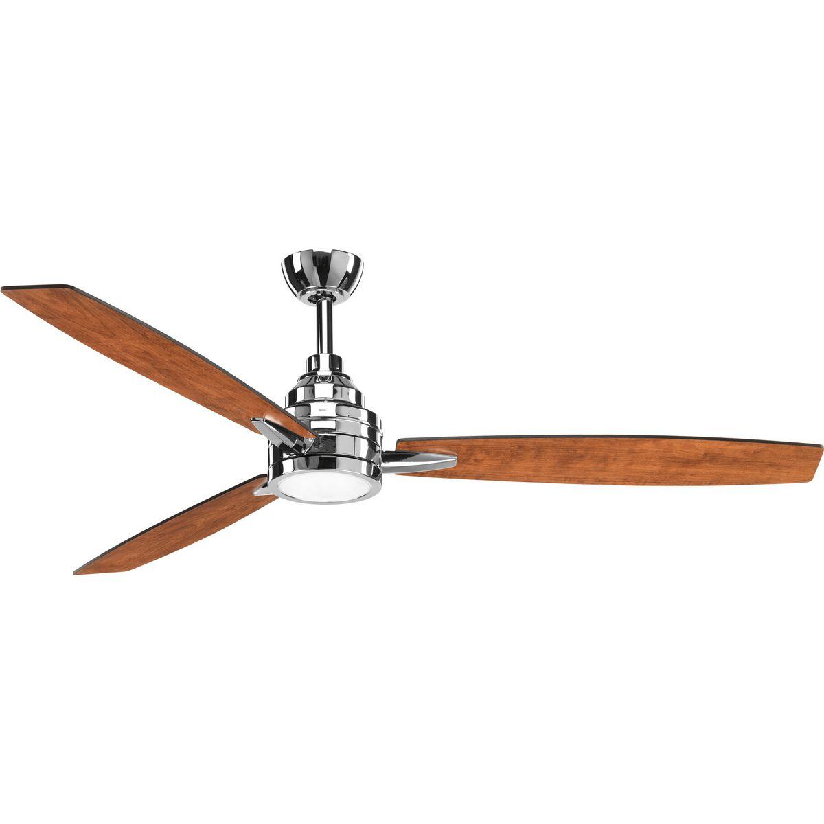 Hubbell P2554-1530K Three-blade 60 inch Gaze ceiling fan features an LED light source, offering both form and function with energy- and cost-savings benefits. An opal white shade contains an 18W dimmable, 3000K LED module. Full range dimming and remote control with batteries