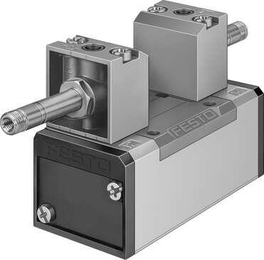 Festo 151019 solenoid valve JMFDH-5/2-D-1-C With manual override. Valve function: 5/2 bistable-dominant, Type of actuation: electrical, Width: 42 mm, Standard nominal flow rate: 1200 l/min, Operating pressure: 2 - 10 bar