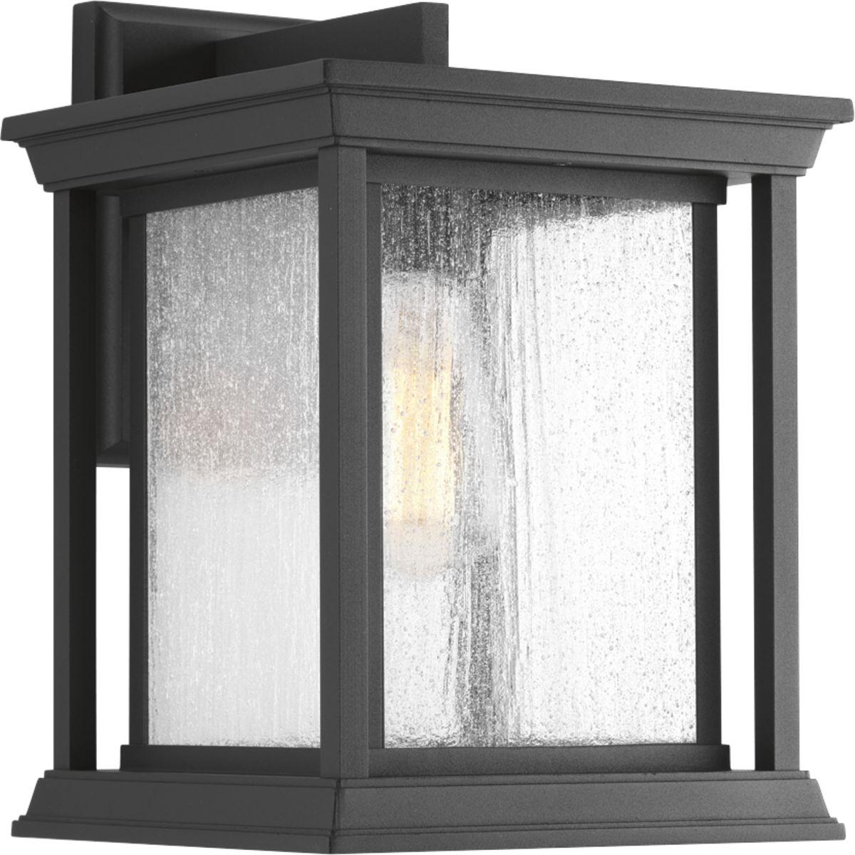 Hubbell P5611-31 One-Light large wall lantern with a Craftsman-inspired silhouette, Endicott offers visual interest to your home's exterior. The elongated frame is finished with clear seeded glass.  ; Features a Craftsman-inspired silhouette ; An outdoor lantern with an e