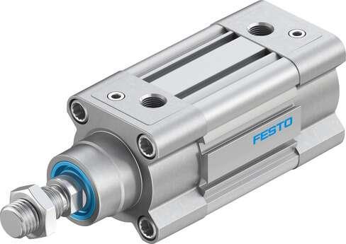 Festo 3659468 standards-based cylinder DSBC-50-25-D3-PPVA-N3 With adjustable cushioning at both ends. Stroke: 25 mm, Piston diameter: 50 mm, Piston rod thread: M16x1,5, Cushioning: PPV: Pneumatic cushioning adjustable at both ends, Assembly position: Any