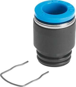 Festo 130842 cartridge QSPK18-10 With push-in connector, straight Size: Standard, Nominal size: 6,7 mm, Type of seal on screw-in stud: O-ring, Assembly position: Any, Container size: 10