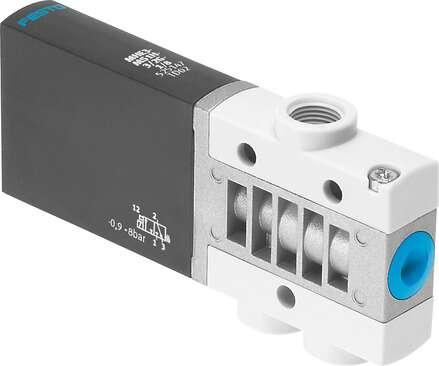Festo 525167 solenoid valve MHE3-MS1H-3/2O-1/8 individual valve, fast switching. Valve function: 3/2 open, monostable, Type of actuation: electrical, Width: 14 mm, Standard nominal flow rate: 200 l/min, Operating pressure: -0,9 - 8 bar