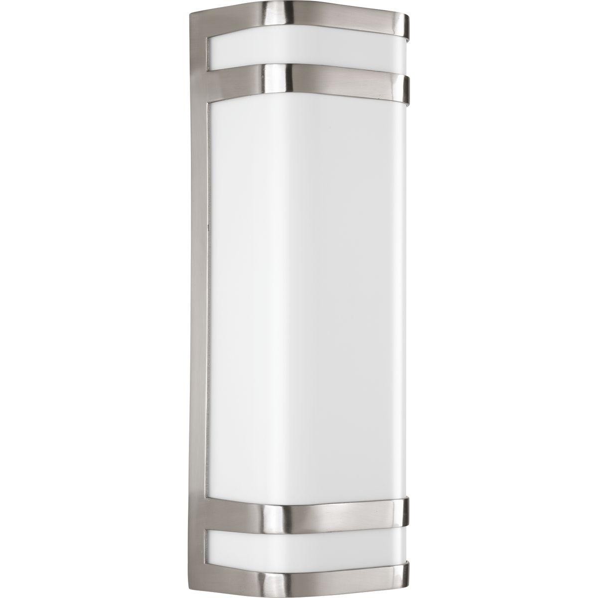 Hubbell P5806-0930K9 Clean lines are up front and center for these modern LED outdoor sconces. Valera features a die-cast aluminum frame and matte white, acrylic diffuser. Energy efficient LED source offers 3000K color temperature and 90+CRI output. Title 24 compliant. Two-li