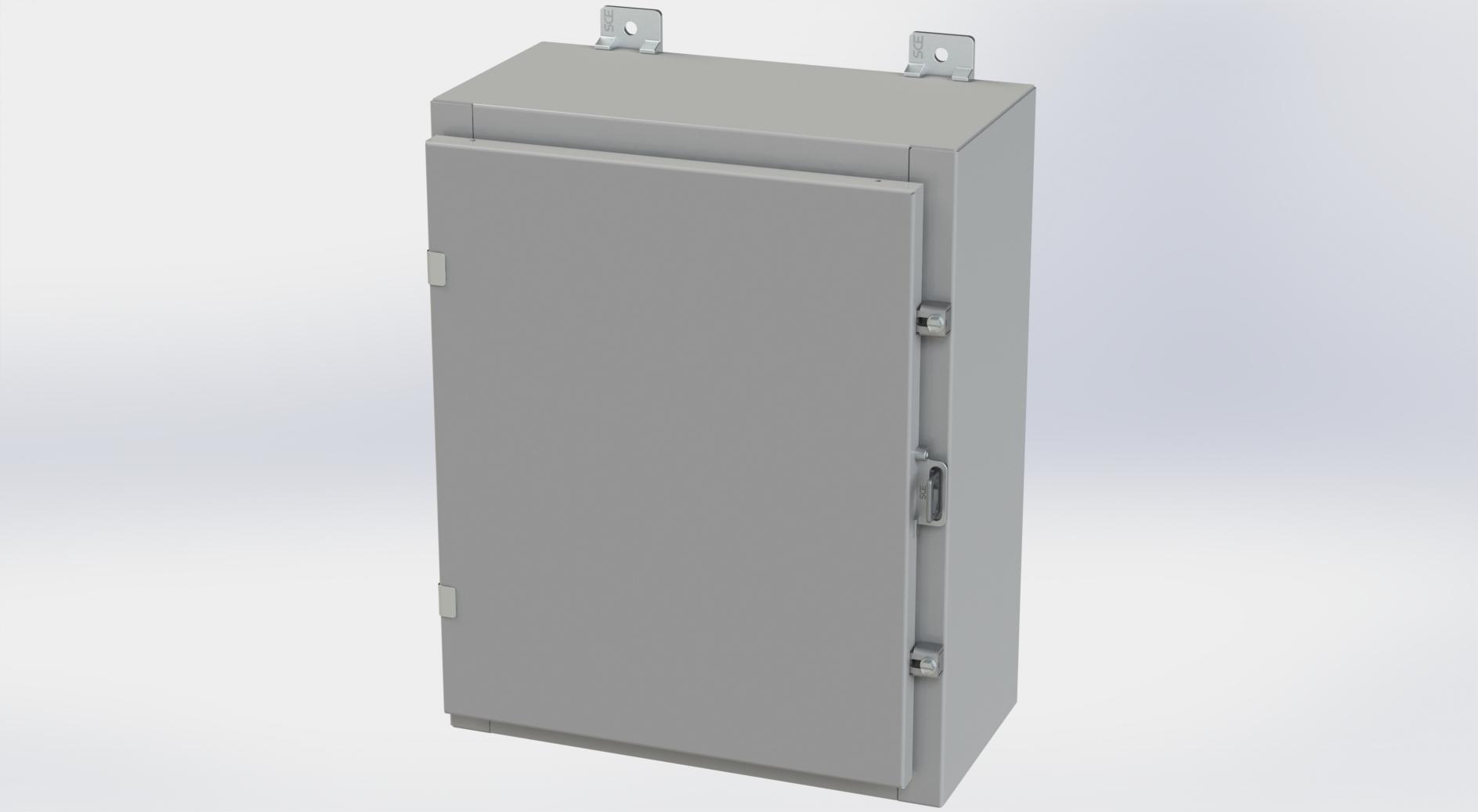 Saginaw Control SCE-20H1608LP Nema 4 LP Enclosure, Height:20.00", Width:16.00", Depth:8.00", ANSI-61 gray powder coating inside and out. Optional panels are powder coated white.