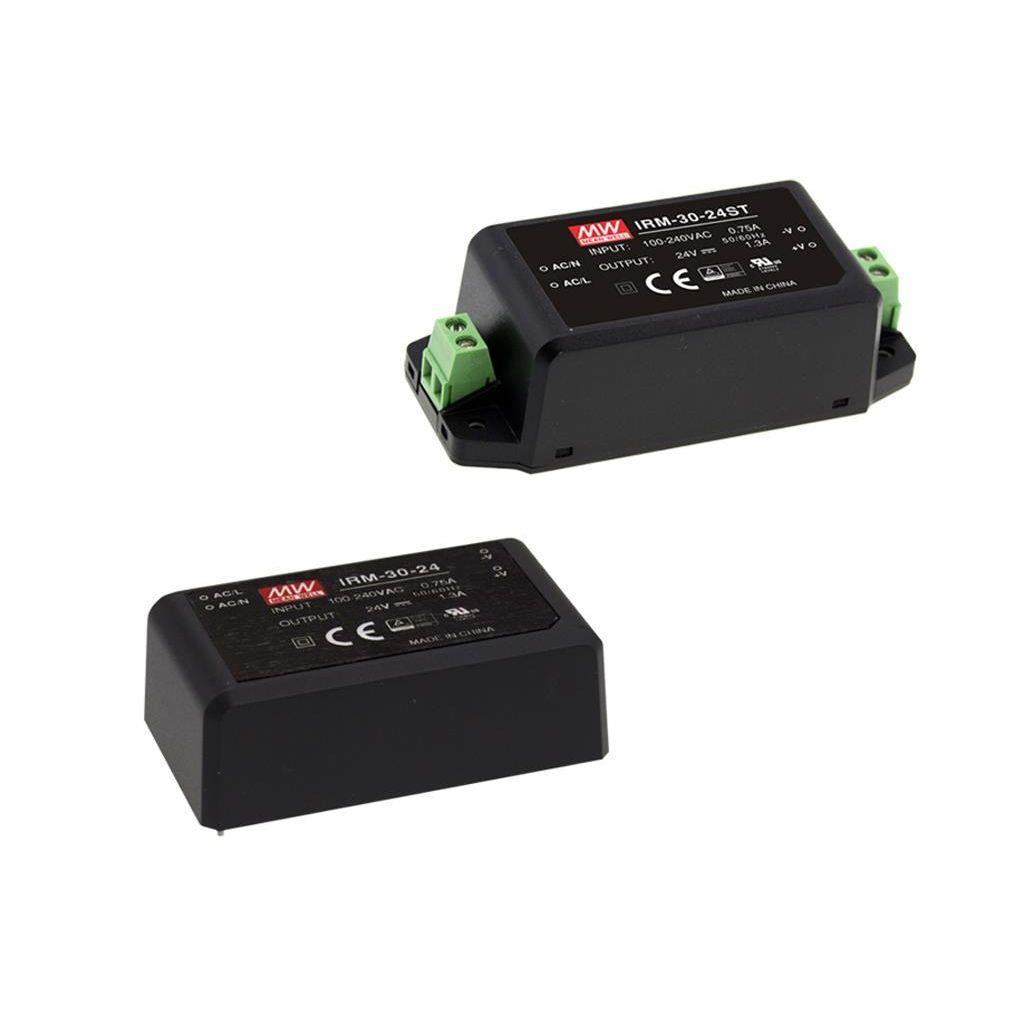 MEAN WELL IRM-30-12 AC-DC Single output Encapsulated power supply; PCB mount; Input 85-264VAC; Output 12VDC at 2.5A; Compact size