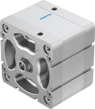 Festo 536387 compact cylinder ADN-100-25-I-P-A Per ISO 21287, with position sensing and internal piston rod thread Stroke: 25 mm, Piston diameter: 100 mm, Piston rod thread: M12, Cushioning: P: Flexible cushioning rings/plates at both ends, Assembly position: Any