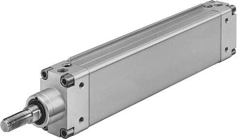 Festo 14048 flat cylinder DZH-32-200-PPV-A Non-rotating, for proximity sensing, with adjustable cushioning at both ends. Various mounting options, with or without additional mounting components. Stroke: 200 mm, Piston diameter: (* 32 mm, * Equivalent diameter), Max. 