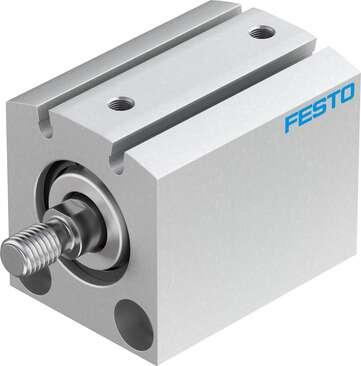 Festo 188185 short-stroke cylinder ADVC-25-20-A-P-A For proximity sensing, piston-rod end with male thread. Stroke: 20 mm, Piston diameter: 25 mm, Cushioning: P: Flexible cushioning rings/plates at both ends, Assembly position: Any, Mode of operation: double-acting
