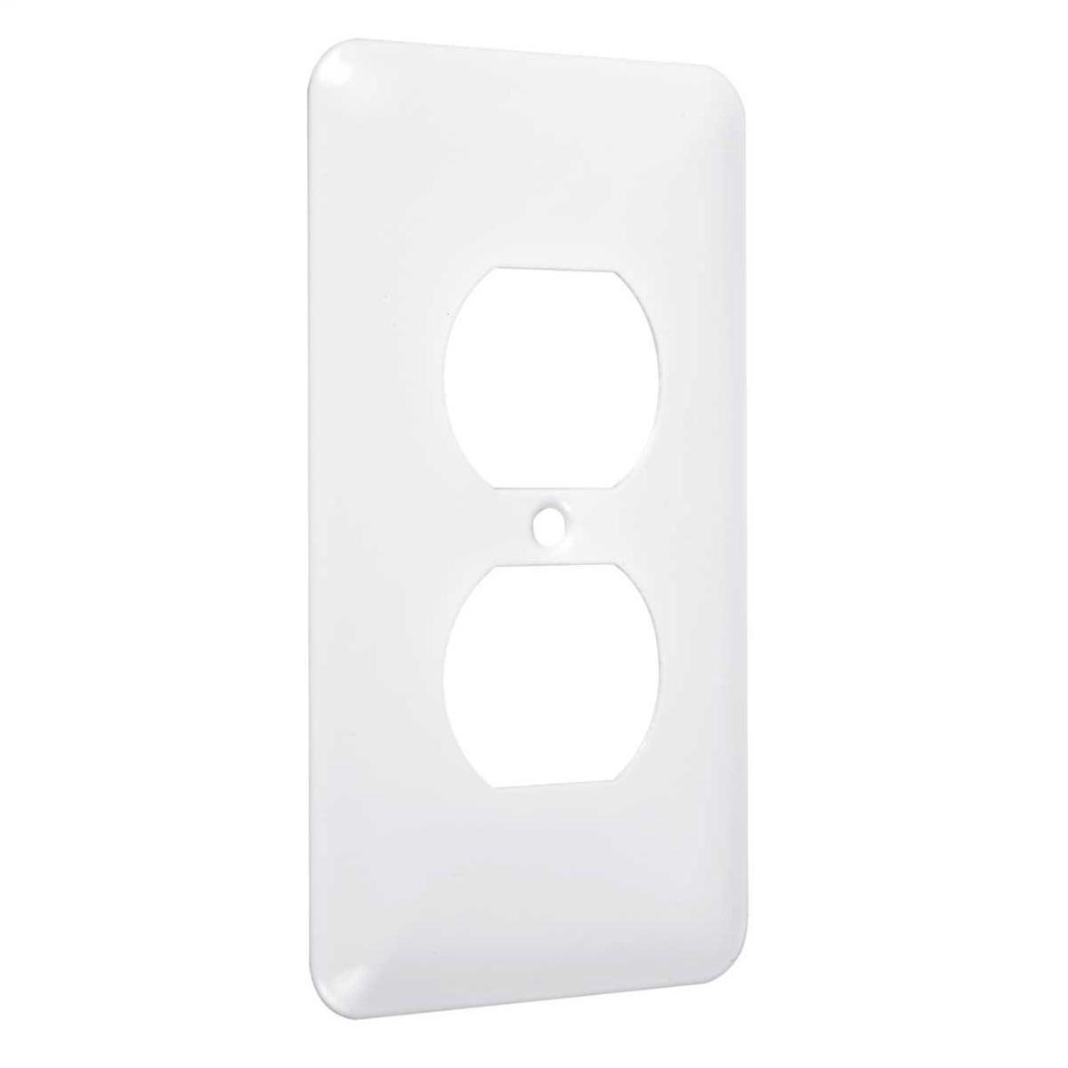 Hubbell WRW-D 1-Gang Metal Wallplate, Princess, Duplex, White Smooth  ; Easily primed and painted to match or complement walls. ; Won't bow, crack or distort during installation. ; Premium North American powder coat. ; Includes screw(s) in matching finish.