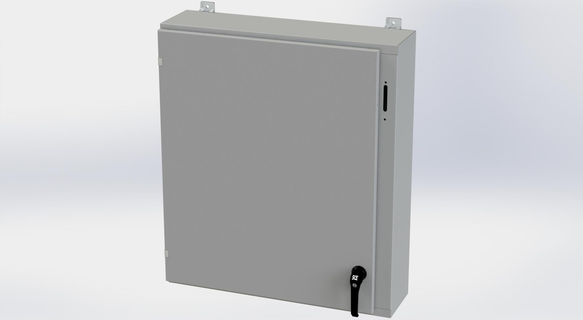 Saginaw Control SCE-36SA3208LPPL Obselete Use SCE-36XEL3108LP, Height:36.00", Width:31.38", Depth:8.00", ANSI-61 gray powder coating inside and out. Optional sub-panels are powder coated white.
