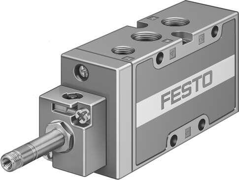 Festo 15901 solenoid valve MFH-5-1/4-B With manual override, without solenoid coil or socket. Solenoid coil and socket should be ordered separately. Valve function: 5/2 monostable, Type of actuation: electrical, Width: 32 mm, Standard nominal flow rate: 1300 l/min, O