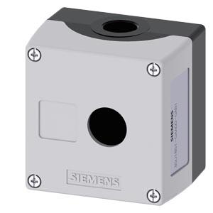 Siemens 3SU1851-0AA00-0AB1 Enclosure for command devices, 22 mm, round, Enclosure material metal, enclosure top part gray, 1 control point, without equipment, Recess for labels, floor mounting, 1xM20 each on top and bottom